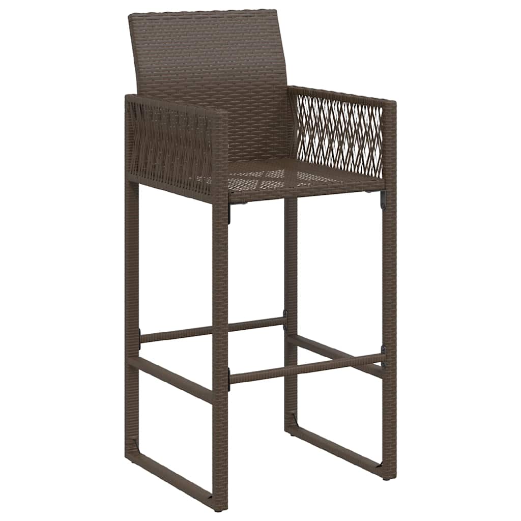 Garden Bar Stools 2 pcs Brown Poly Rattan