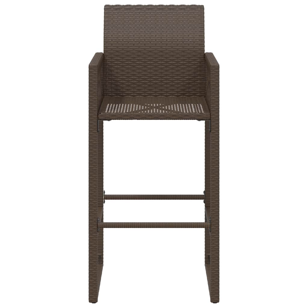 Garden Bar Stools 2 pcs Brown Poly Rattan