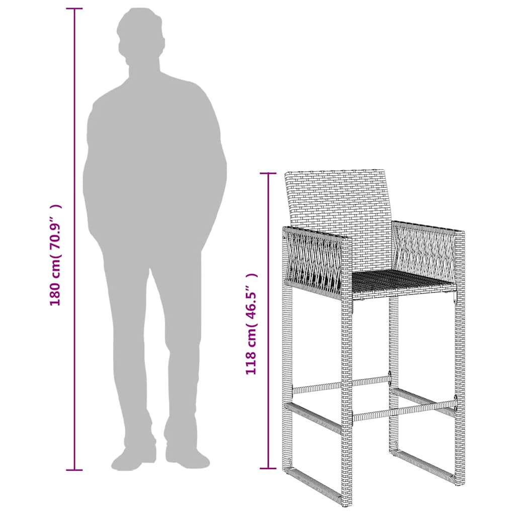Garden Bar Stools 2 pcs Brown Poly Rattan