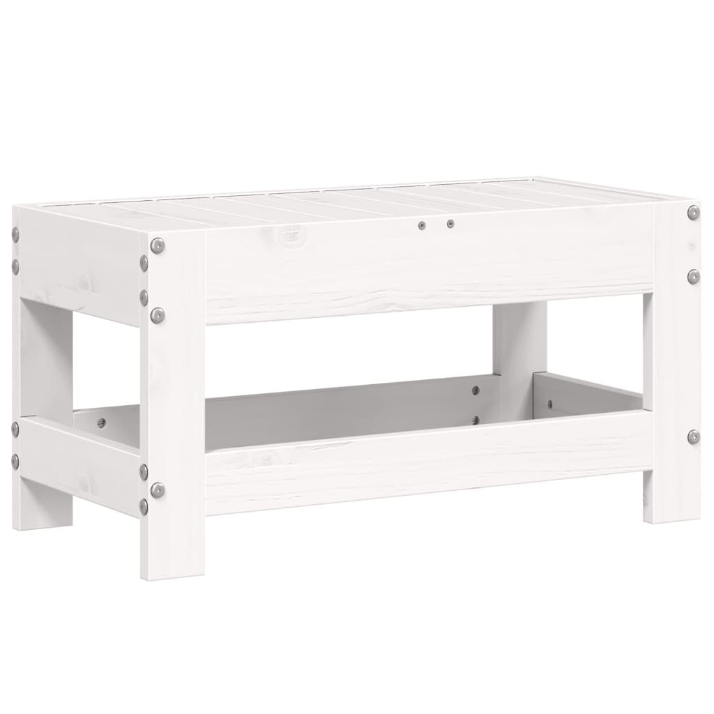 Garden Footstool White 62x30x32 cm Solid Wood Pine