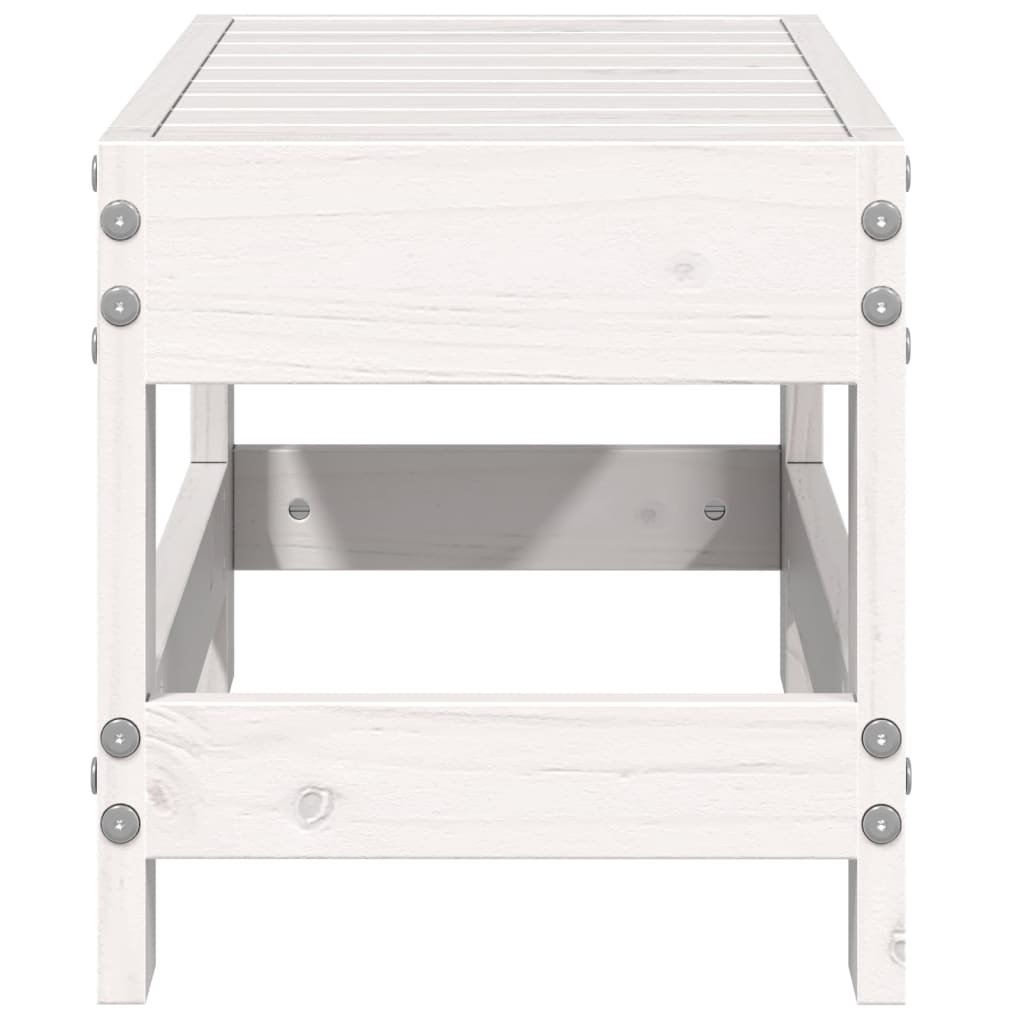Garden Footstool White 62x30x32 cm Solid Wood Pine
