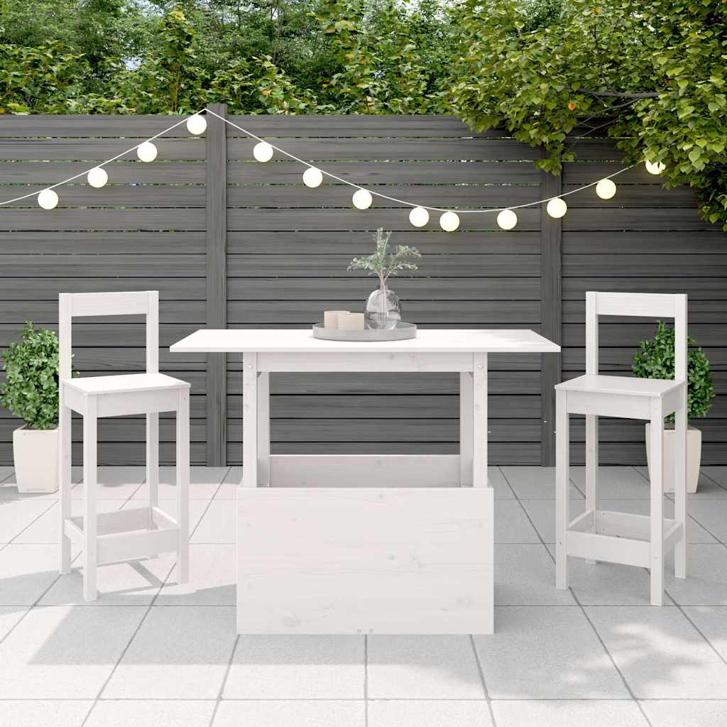 Garden Table White 100x50x75 cm Solid Wood Pine