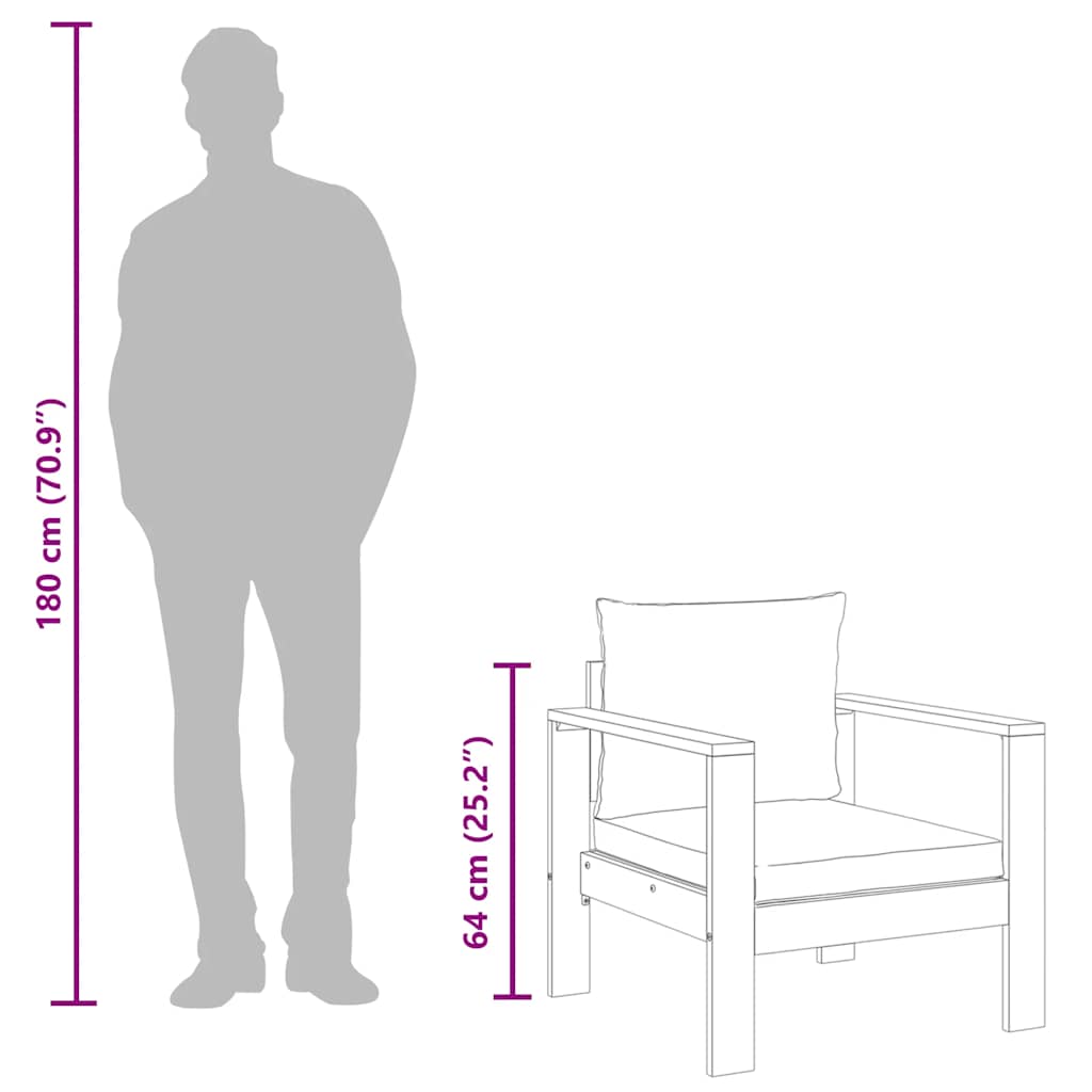 Garden Chair with Cushions Solid Wood Acacia