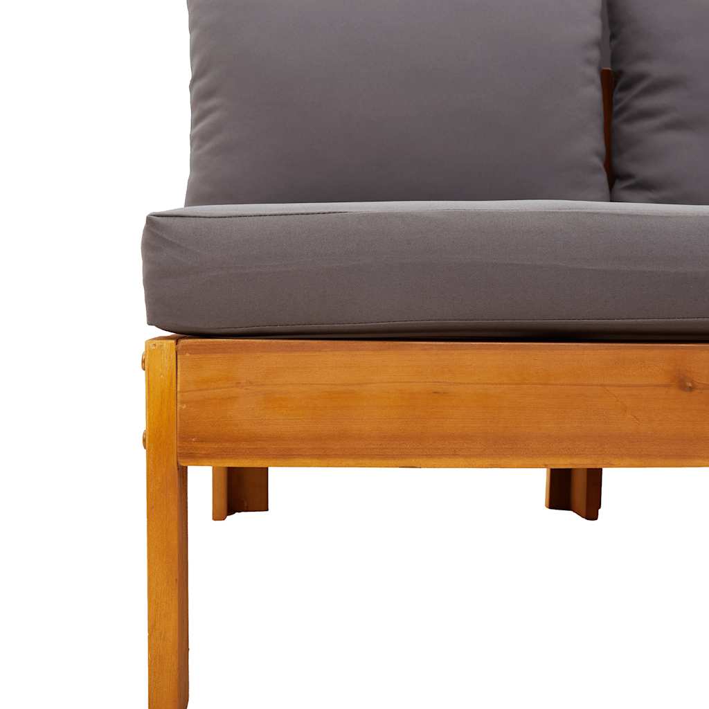 Garden Sofa with 1 Armrest 2-Seater Solid Wood Acacia