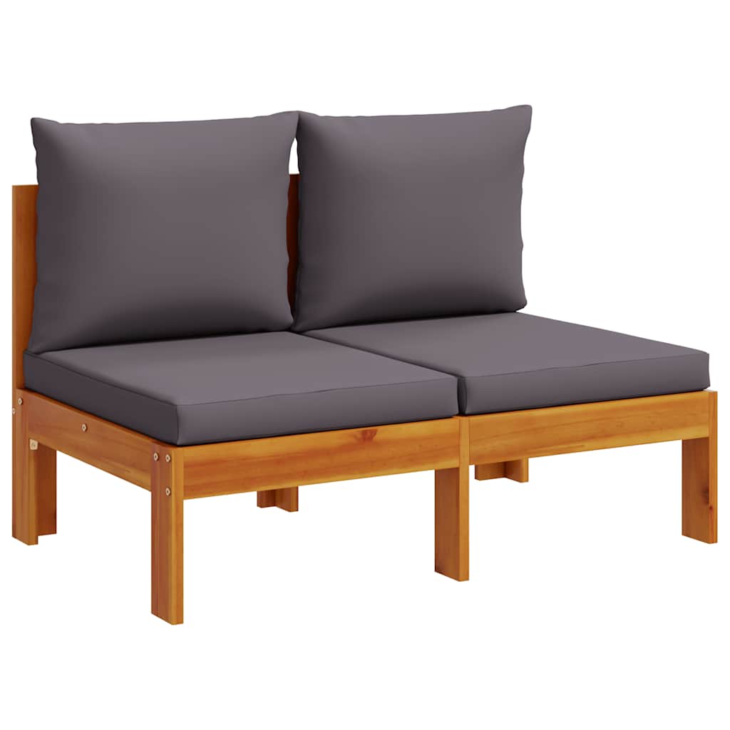 Garden Sofa Armless with Cushions 2-Seater Solid Wood Acacia