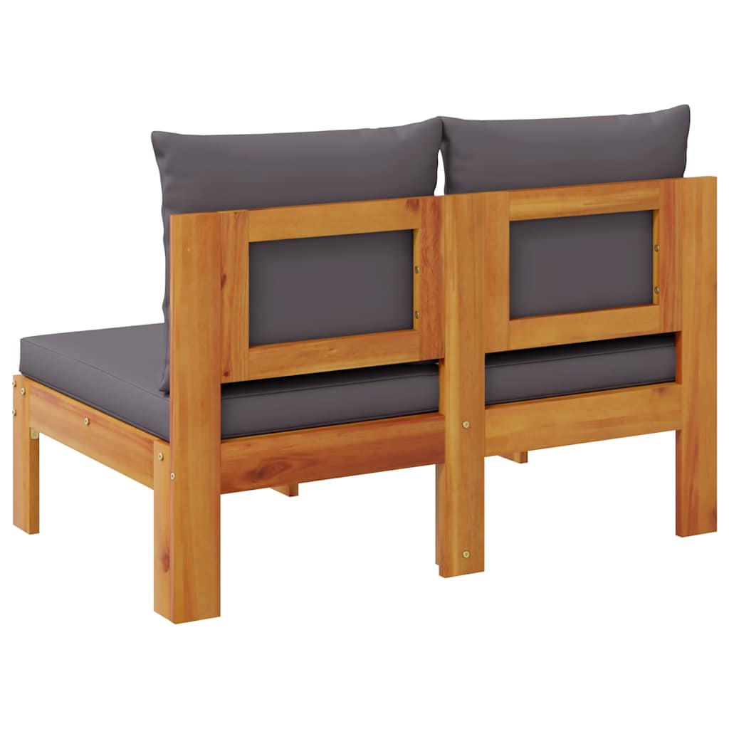 Garden Sofa Armless with Cushions 2-Seater Solid Wood Acacia