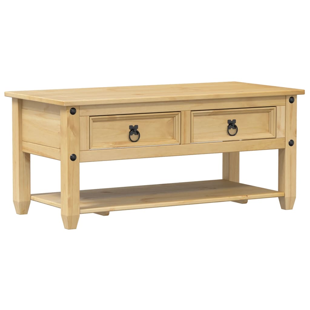 Coffee Table with Drawers Corona 100x48x45 cm Solid Wood Pine