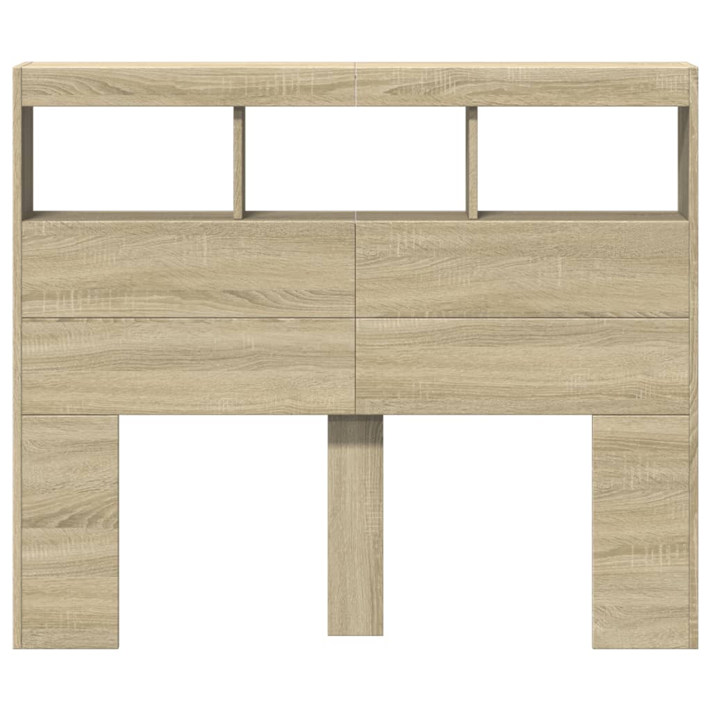 Headboard Cabinet with LED Sonoma Oak 120x17x102 cm