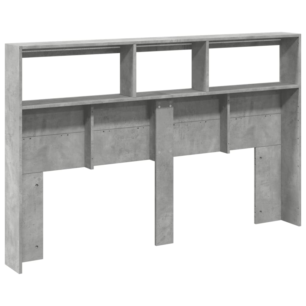 Headboard Cabinet with LED Concrete Grey 160x17x102 cm