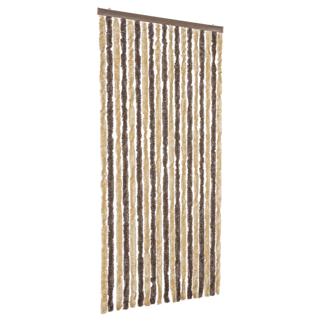 Fly Curtain Dark Brown and Beige 56x200 cm Chenille