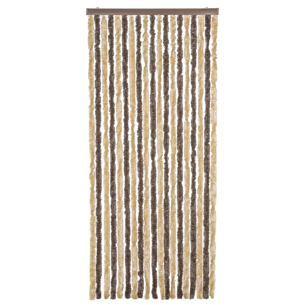 Fly Curtain Dark Brown and Beige 56x200 cm Chenille