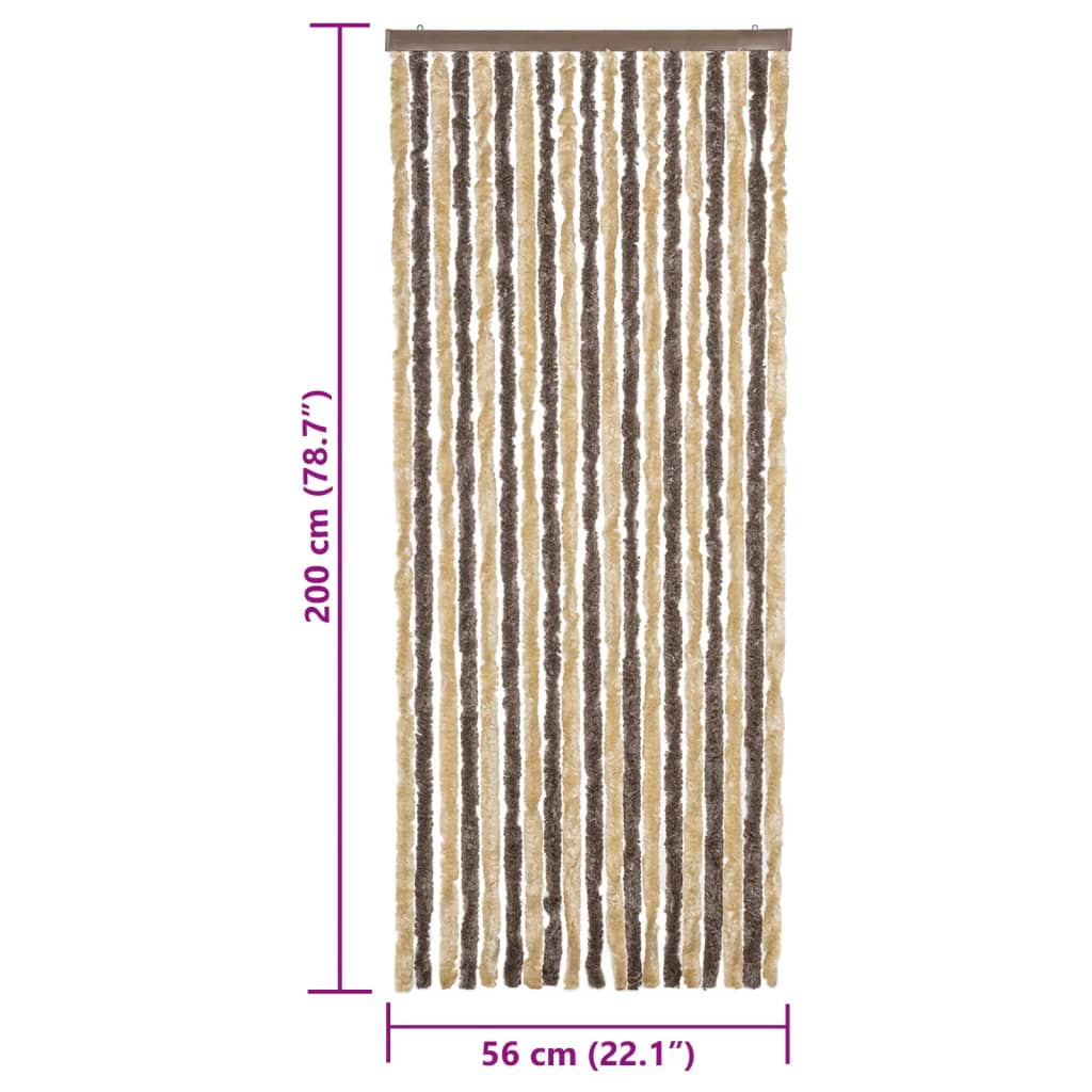 Fly Curtain Dark Brown and Beige 56x200 cm Chenille