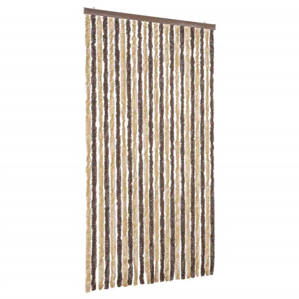 Fly Curtain Dark Brown and Beige 100x200 cm Chenille