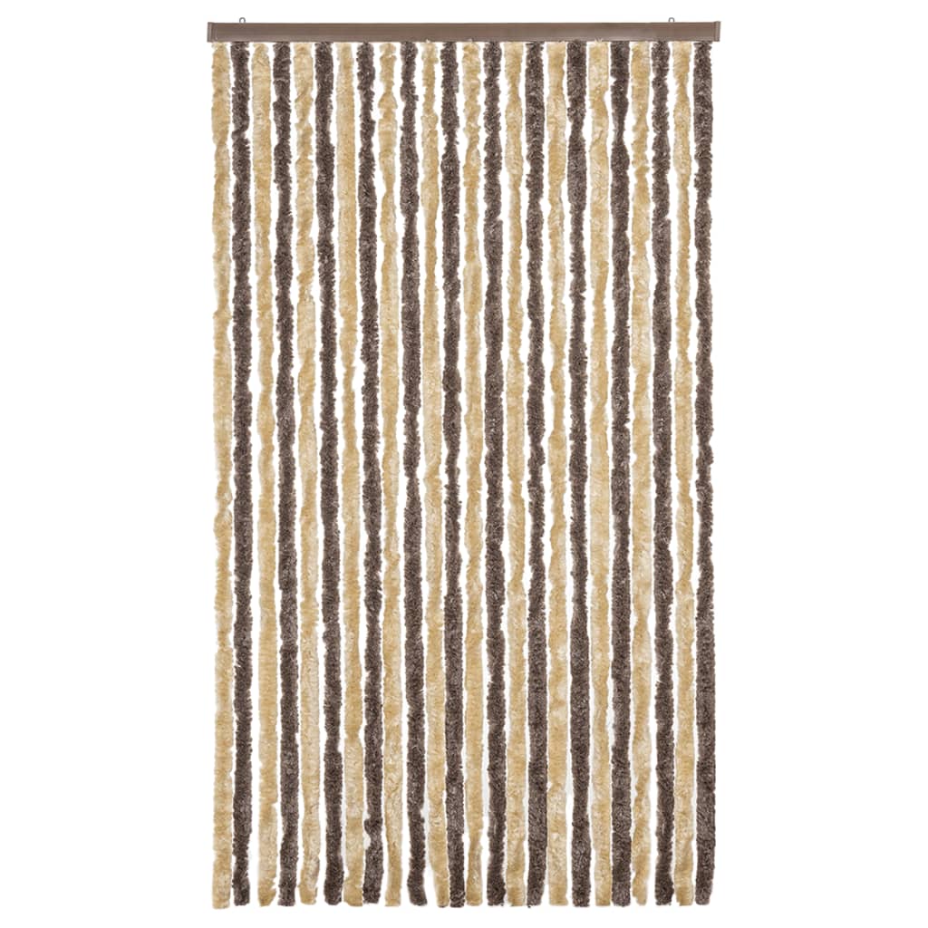 Fly Curtain Dark Brown and Beige 100x200 cm Chenille