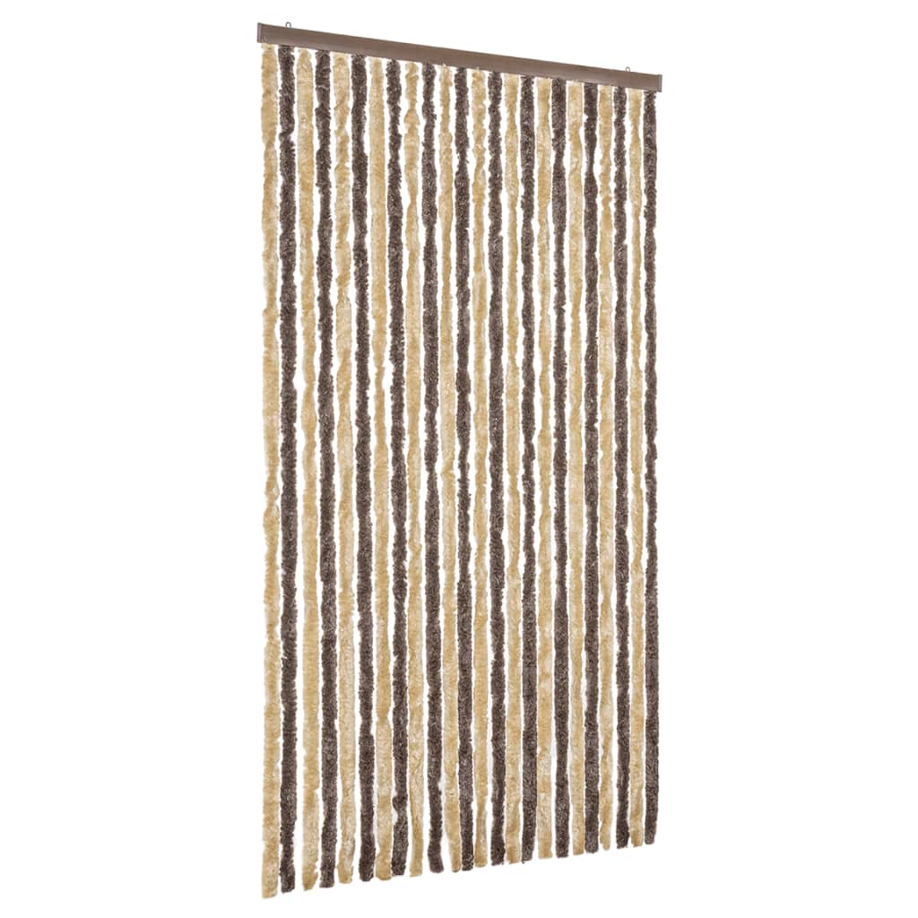 Fly Curtain Dark Brown and Beige 100x220 cm Chenille