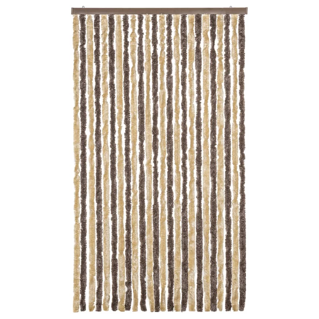 Fly Curtain Dark Brown and Beige 100x220 cm Chenille