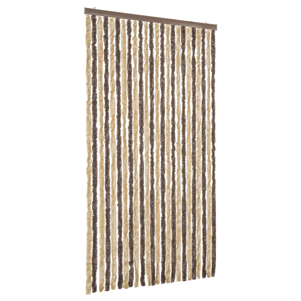 Fly Curtain Dark Brown and Beige 100x230 cm Chenille
