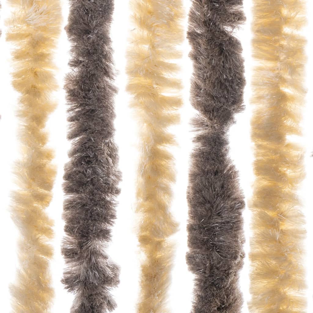Fly Curtain Dark Brown and Beige 100x230 cm Chenille