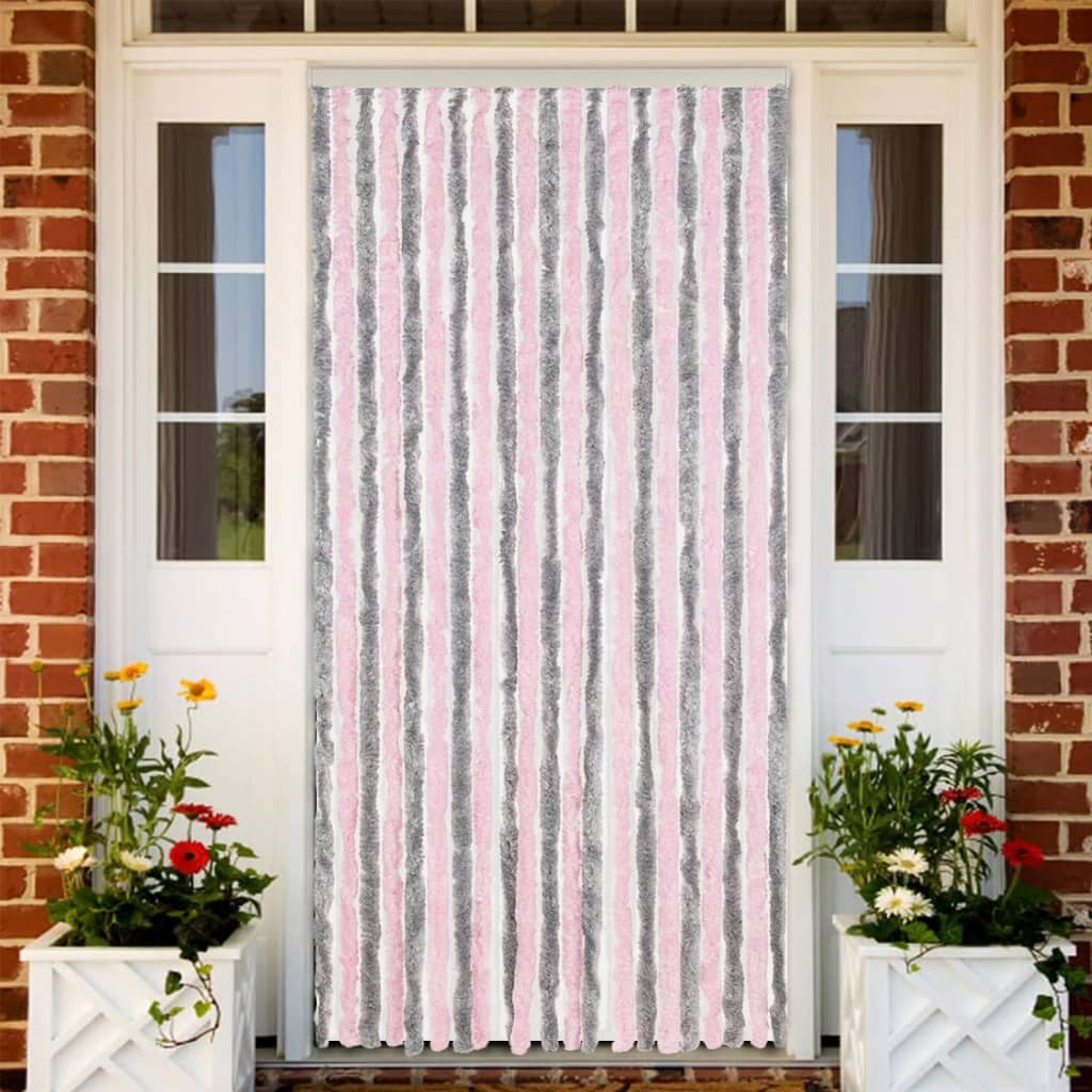 Fly Curtain Silver Grey and Pink 90x220 cm Chenille