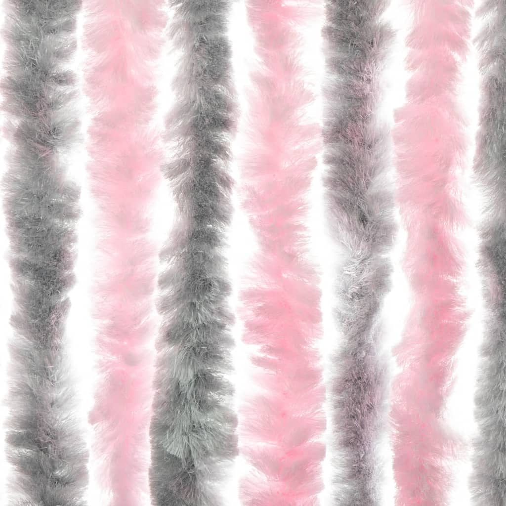 Fly Curtain Silver Grey and Pink 100x200 cm Chenille