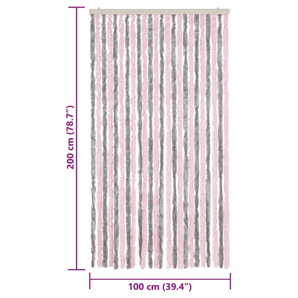 Fly Curtain Silver Grey and Pink 100x200 cm Chenille