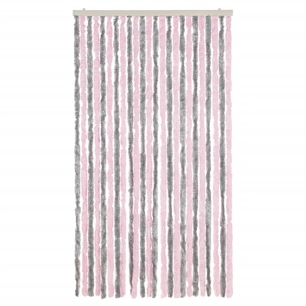 Fly Curtain Silver Grey and Pink 100x220 cm Chenille
