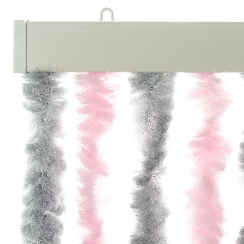 Fly Curtain Silver Grey and Pink 100x220 cm Chenille