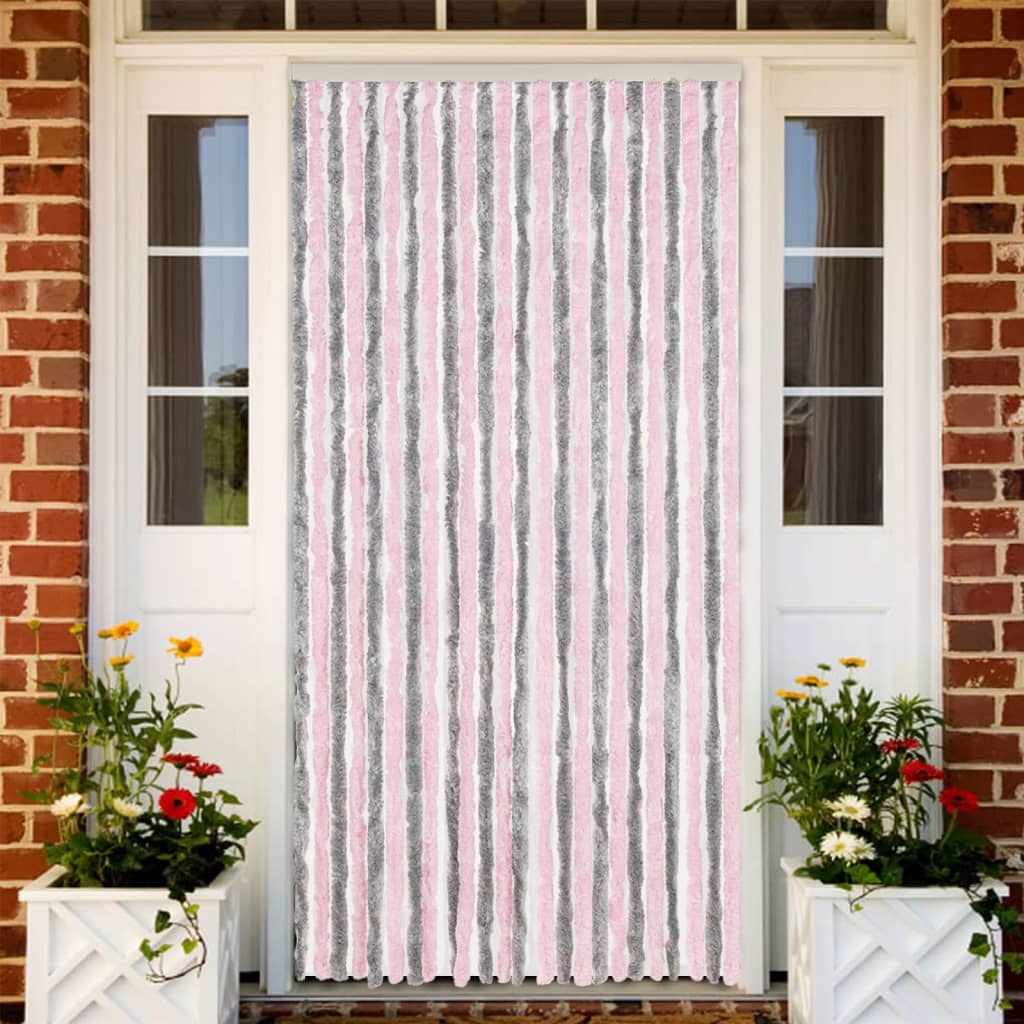 Fly Curtain Silver Grey and Pink 100x220 cm Chenille