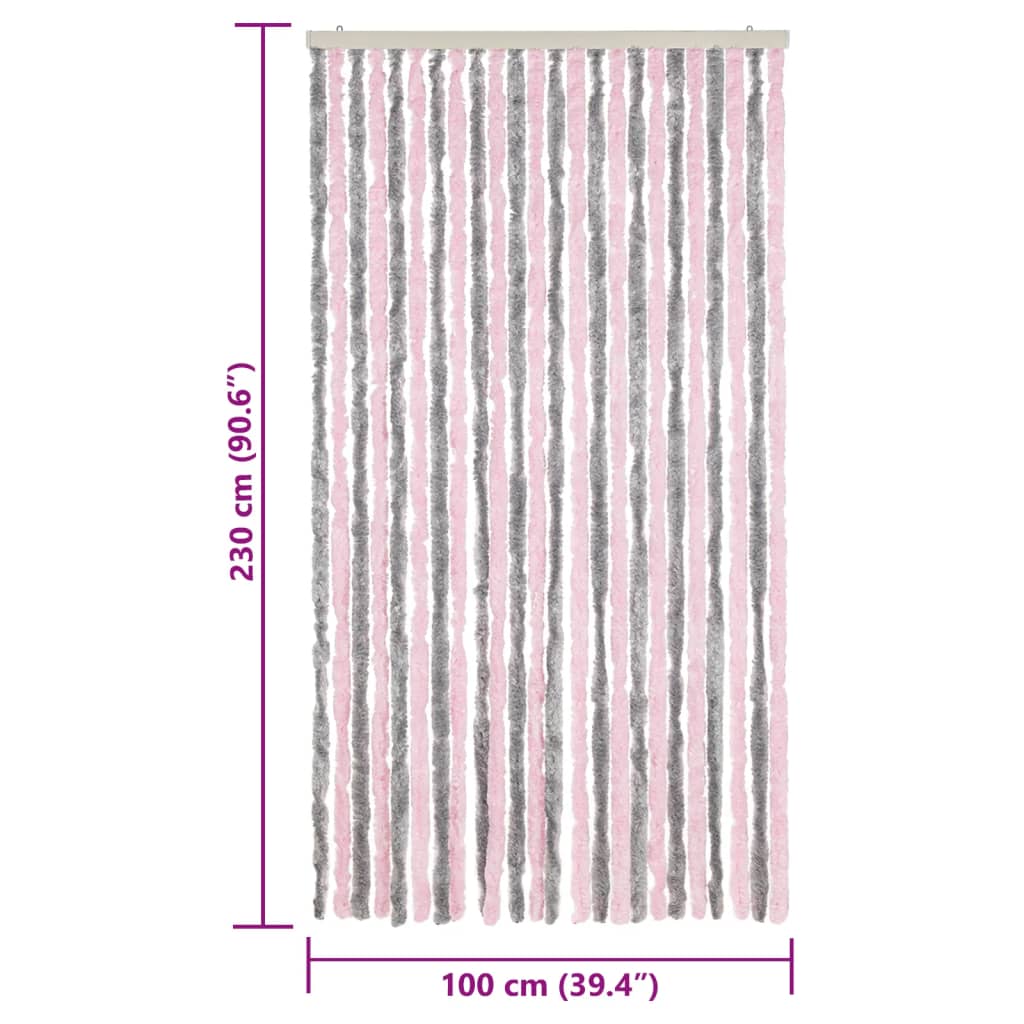 Fly Curtain Silver Grey and Pink 100x230 cm Chenille