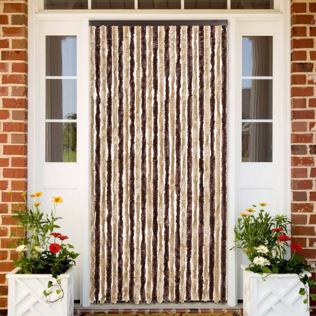 Fly Curtain Beige and Light Brown 100x200 cm Chenille