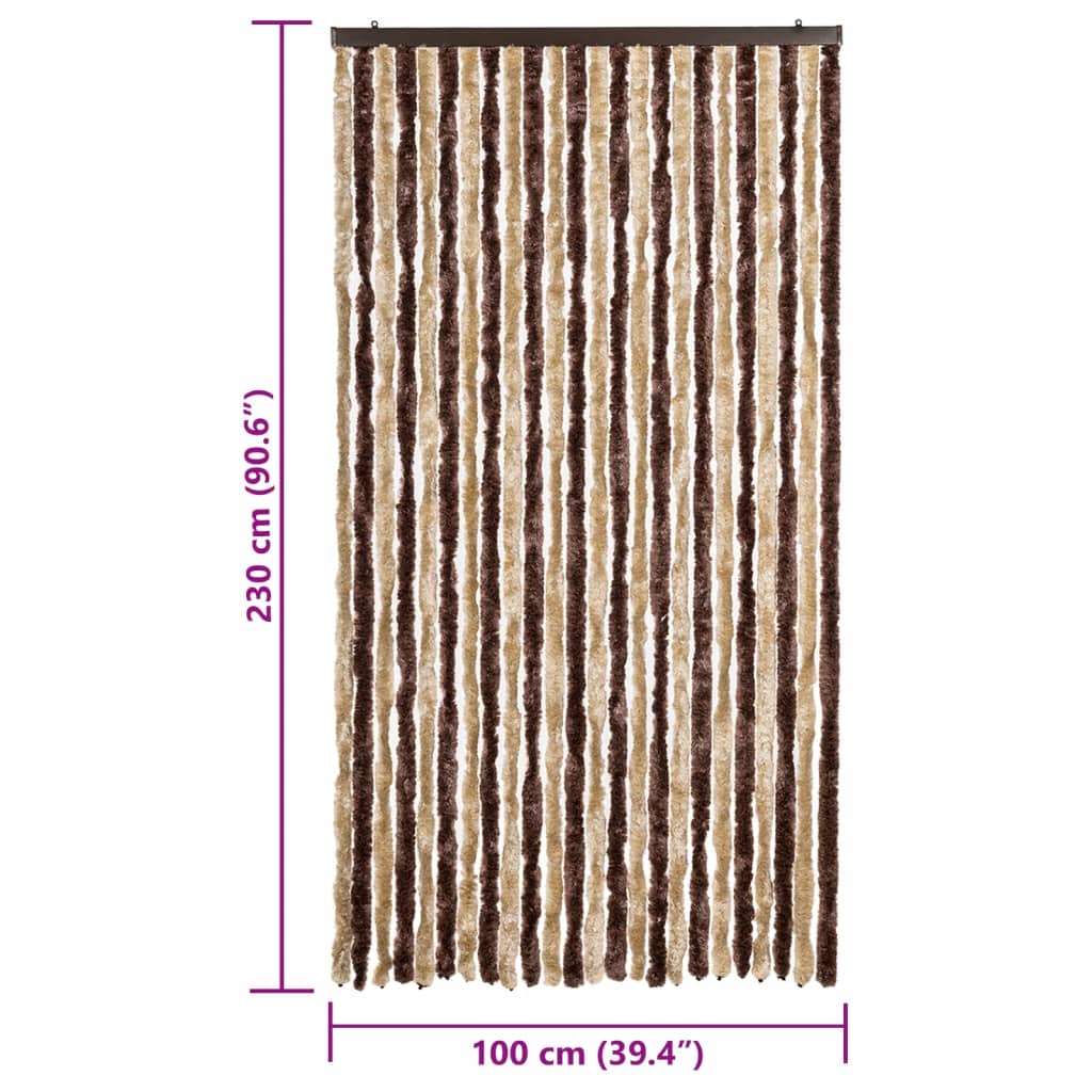 Fly Curtain Beige and Light Brown 100x230 cm Chenille