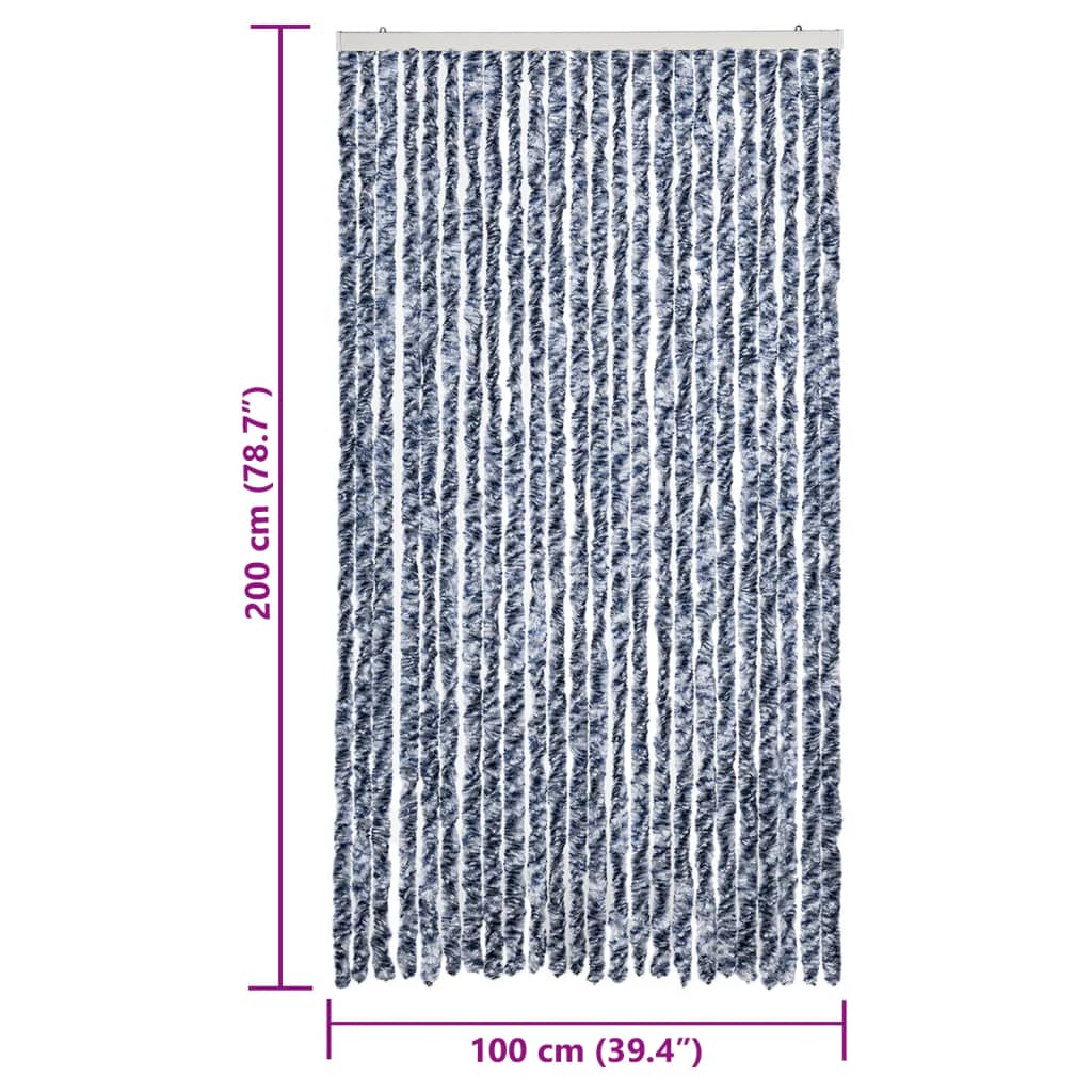 Fly Curtain Blue and White 100x200 cm Chenille