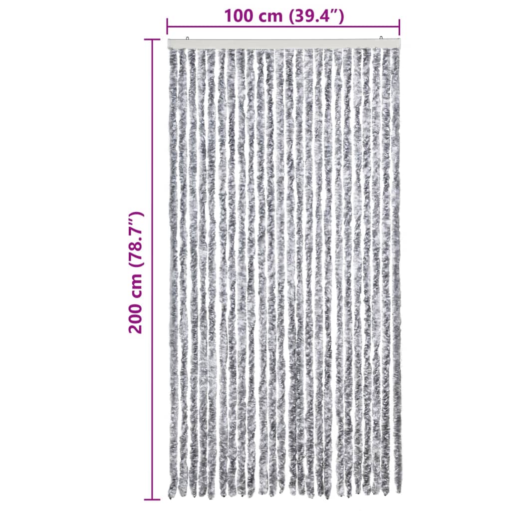Fly Curtain White and Grey 100x200 cm Chenille