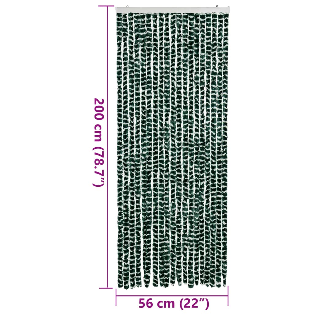 Fly Curtain Green and White 56x200 cm Chenille