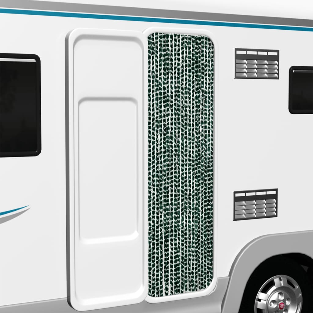 Fly Curtain Green and White 56x200 cm Chenille