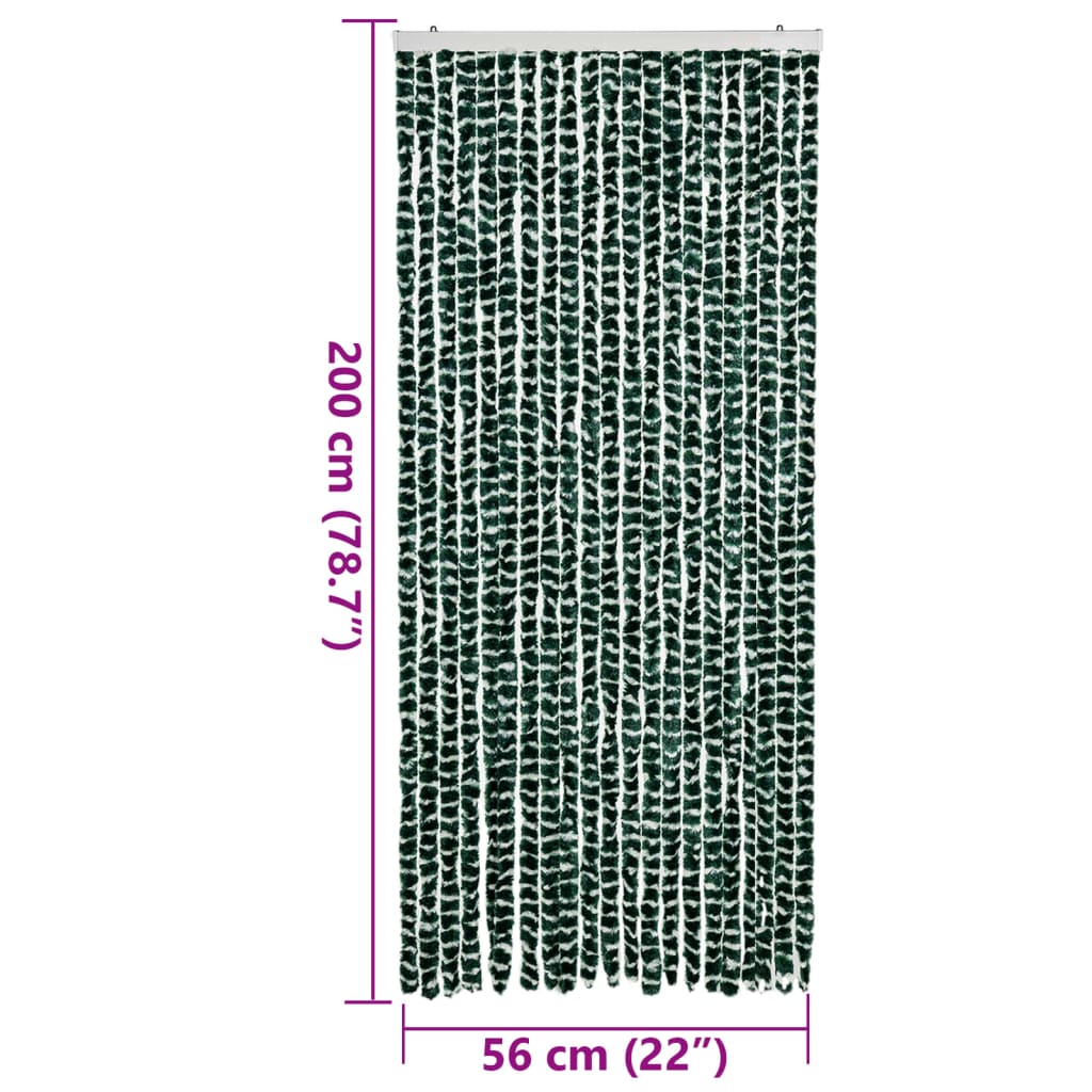 Fly Curtain Green and White 90x200 cm Chenille