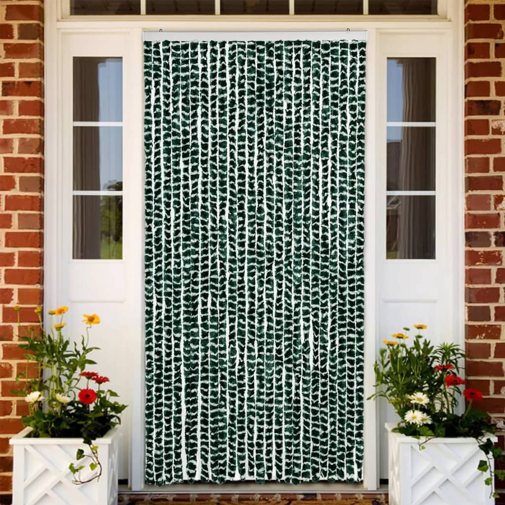 Fly Curtain Green and White 100x230 cm Chenille