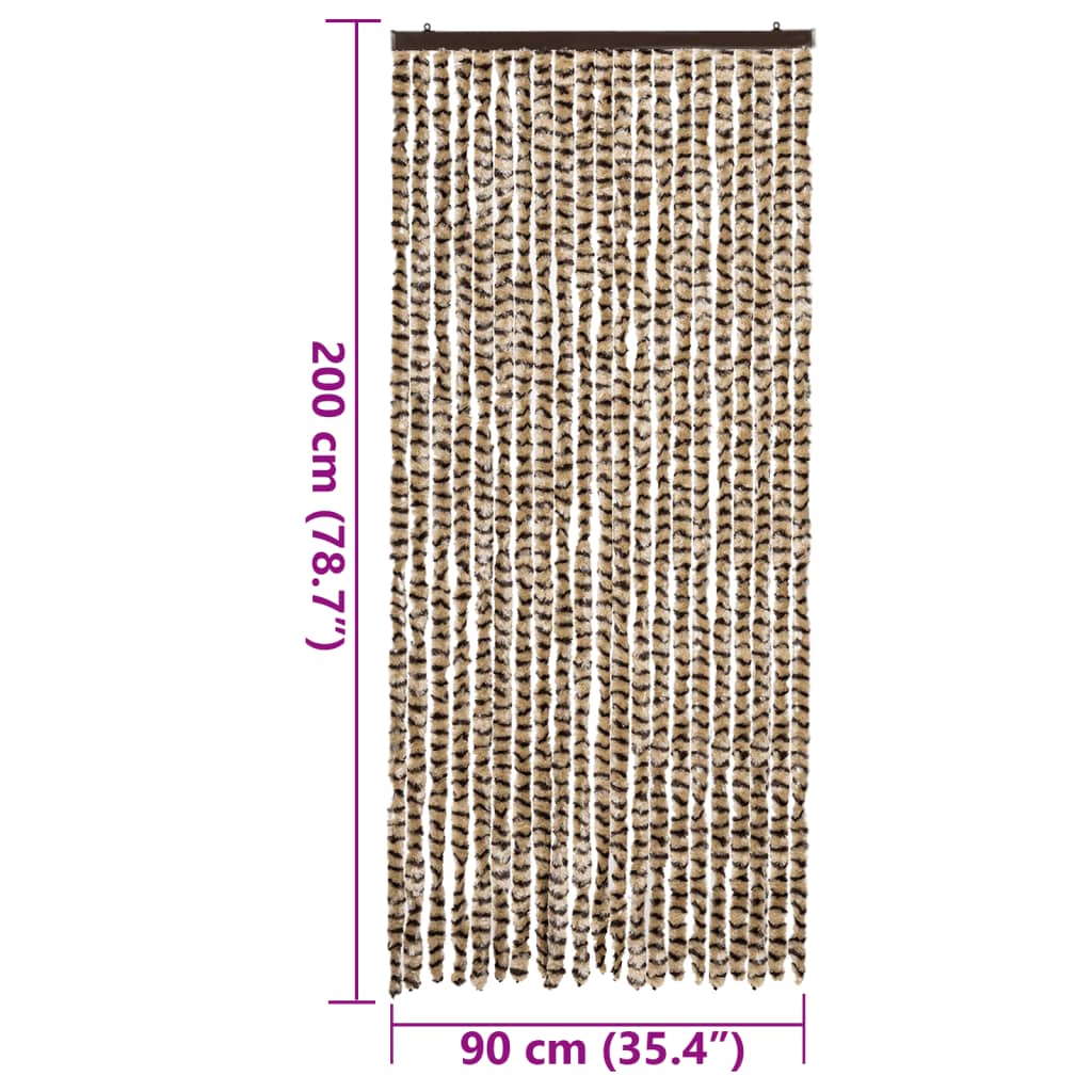 Fly Curtain Beige and Brown 90x200 cm Chenille