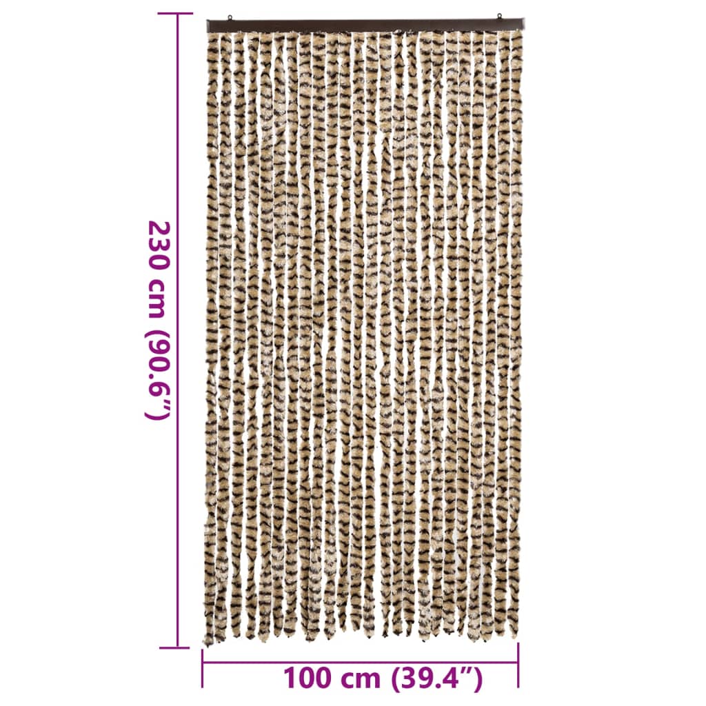Fly Curtain Beige and Brown 100x230 cm Chenille