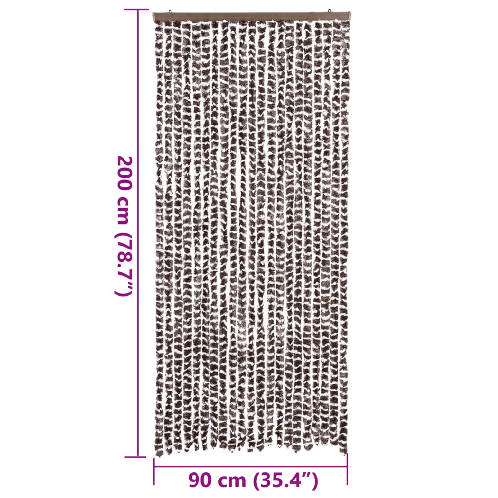 Fly Curtain Brown and White 90x200 cm Chenille