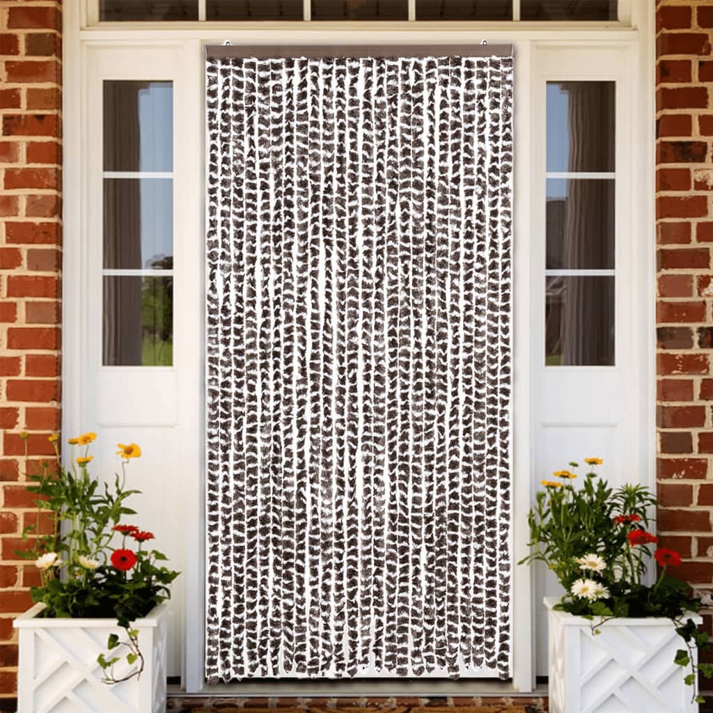 Fly Curtain Brown and White 100x200 cm Chenille