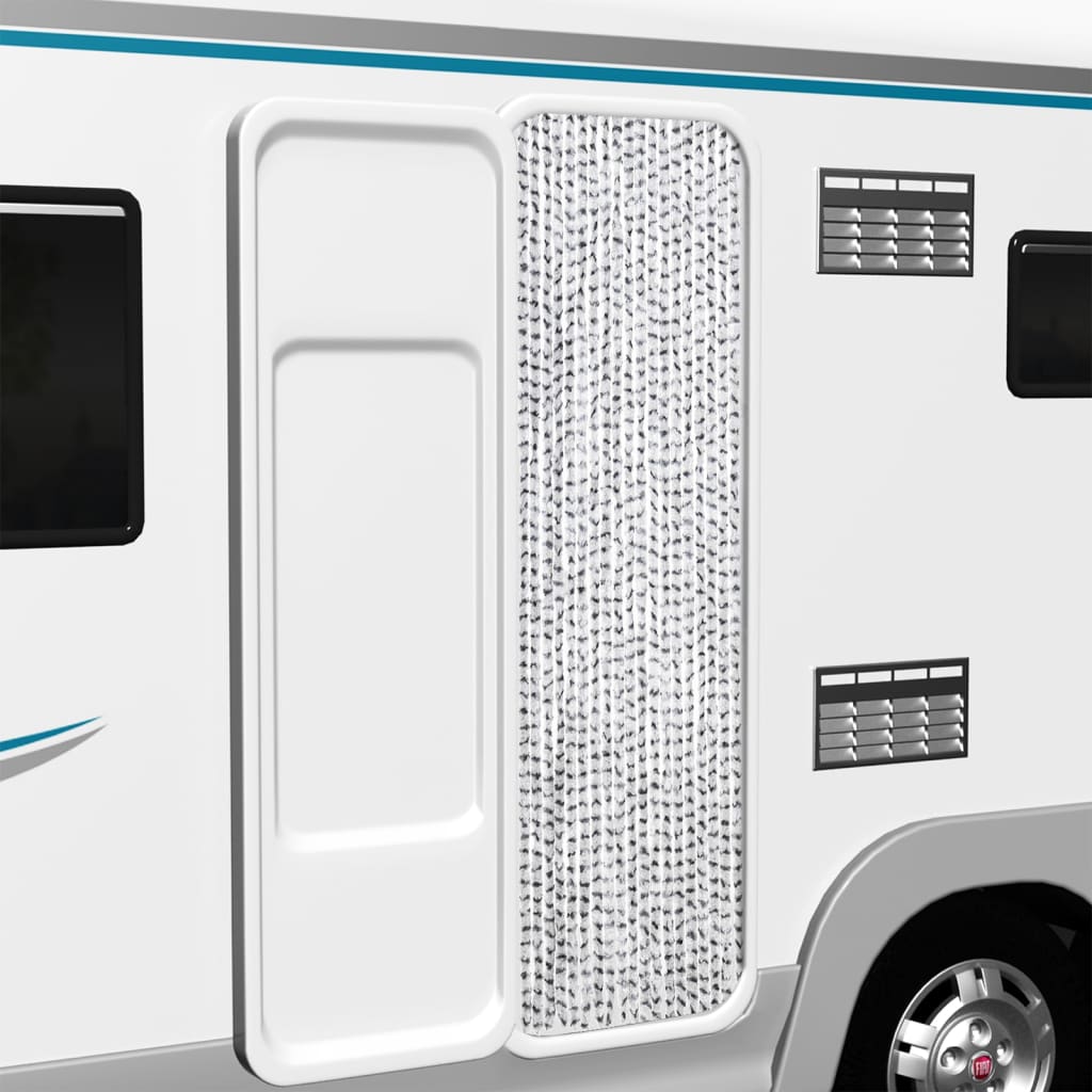 Fly Curtain Light Grey and Dark Grey 56x200 cm Chenille