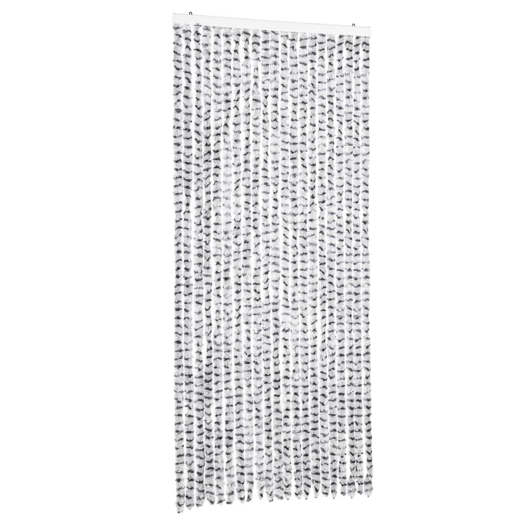 Fly Curtain Light Grey and Dark Grey 90x200 cm Chenille