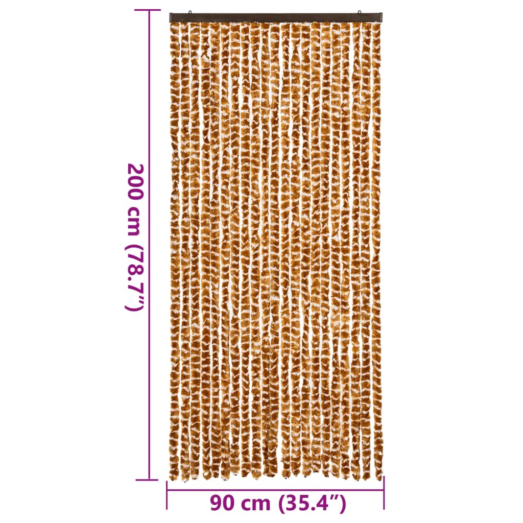 Fly Curtain Ochre and White 90x200 cm Chenille