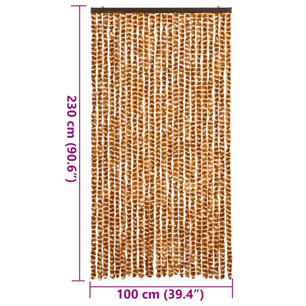 Fly Curtain Ochre and White 100x230 cm Chenille