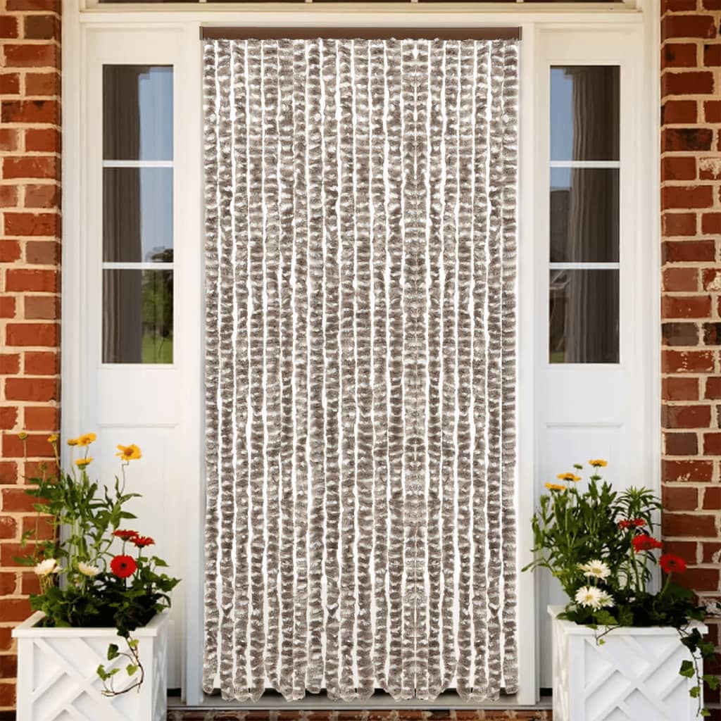 Fly Curtain Taupe and White 56x200 cm Chenille