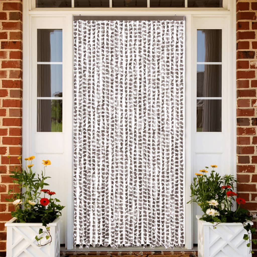 Fly Curtain Taupe and White 100x200 cm Chenille