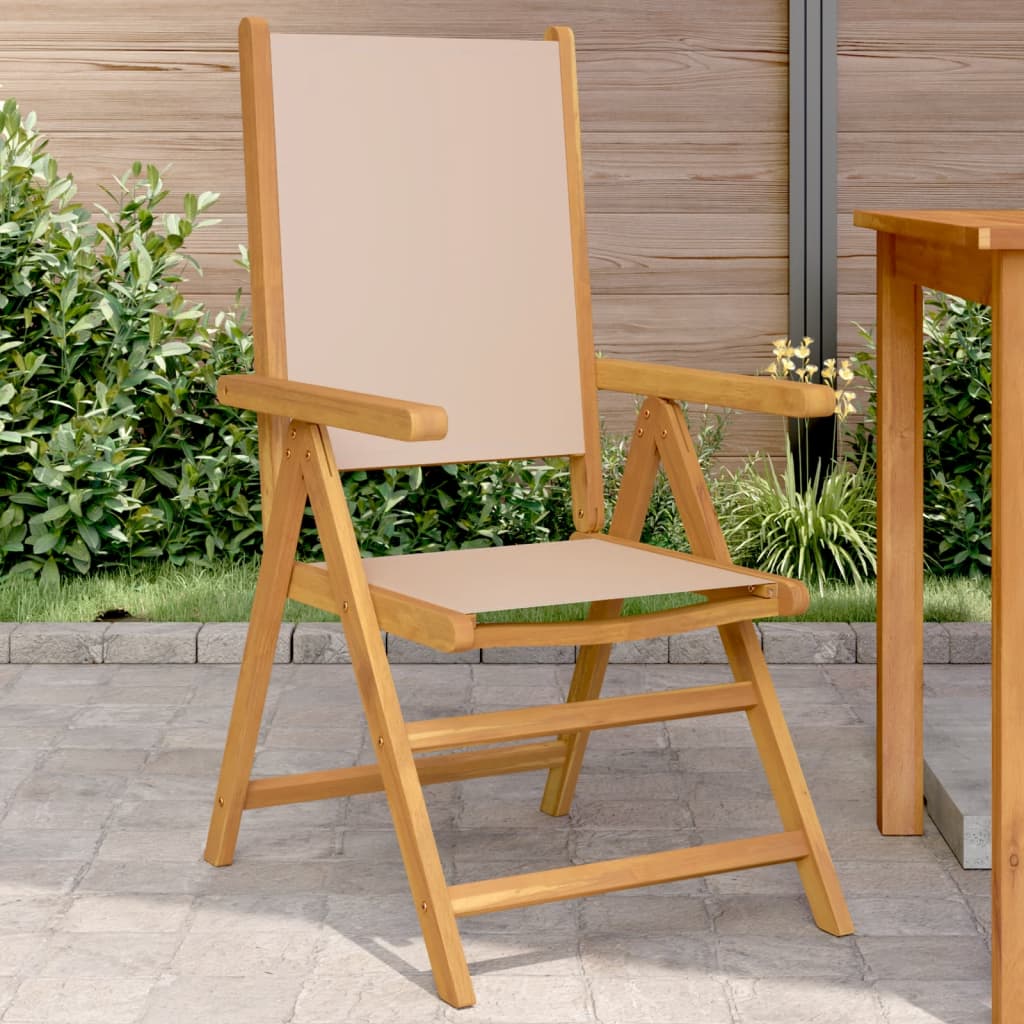 Garden Chairs 2 pcs Taupe Solid Wood Acacia and Fabric