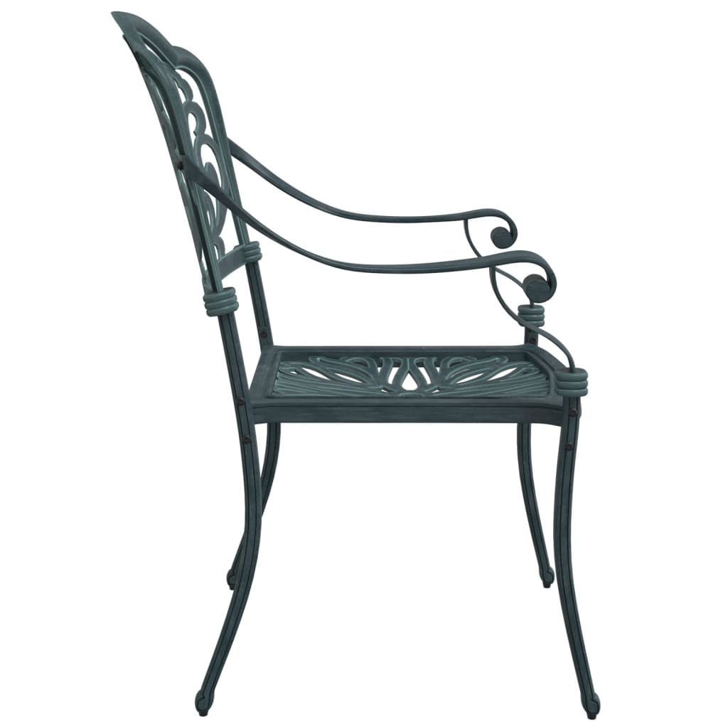 Garden Chairs 2 pcs Green Cast Aluminium