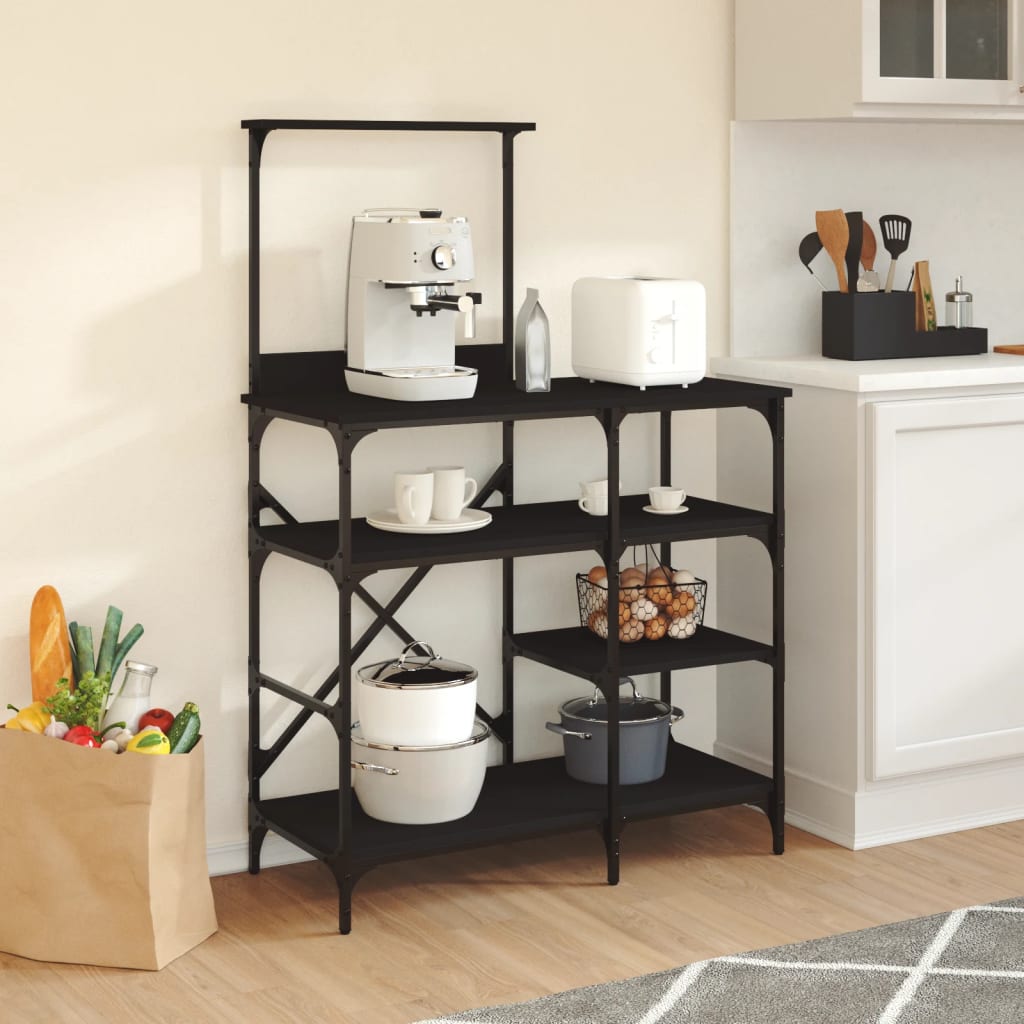 Baker's Rack Black 90x40x132 cm Engineered Wood and Metal